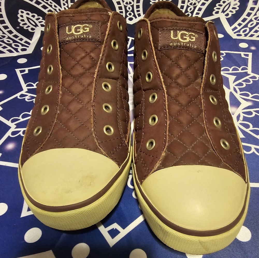 UGG Women's Jemma Quilted Plum Suede Sneaker Sz US 8 EUC